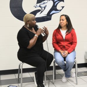 SHOWAbility Board Chair interviews volunteer the Disability Awareness Career Day Actor.