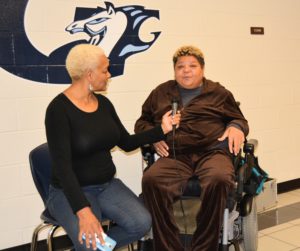 SHOWAbility Executive Director Myrna Clayton interviews Board member, Christy Priester, about her career at the Disability Awareness Career Day Actor.