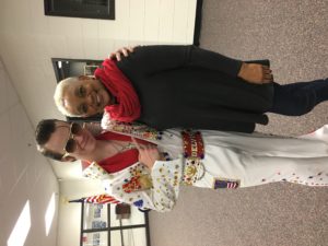 DELVIS (teen singer and Elvis Entity) in a photo with SHOWAbility Executive Director Myrna Clayton at the Disability Awareness Career Day.